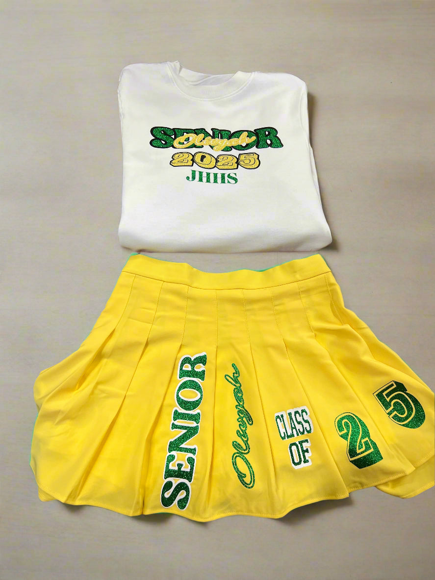 Grad sweatshirt and skirt set
