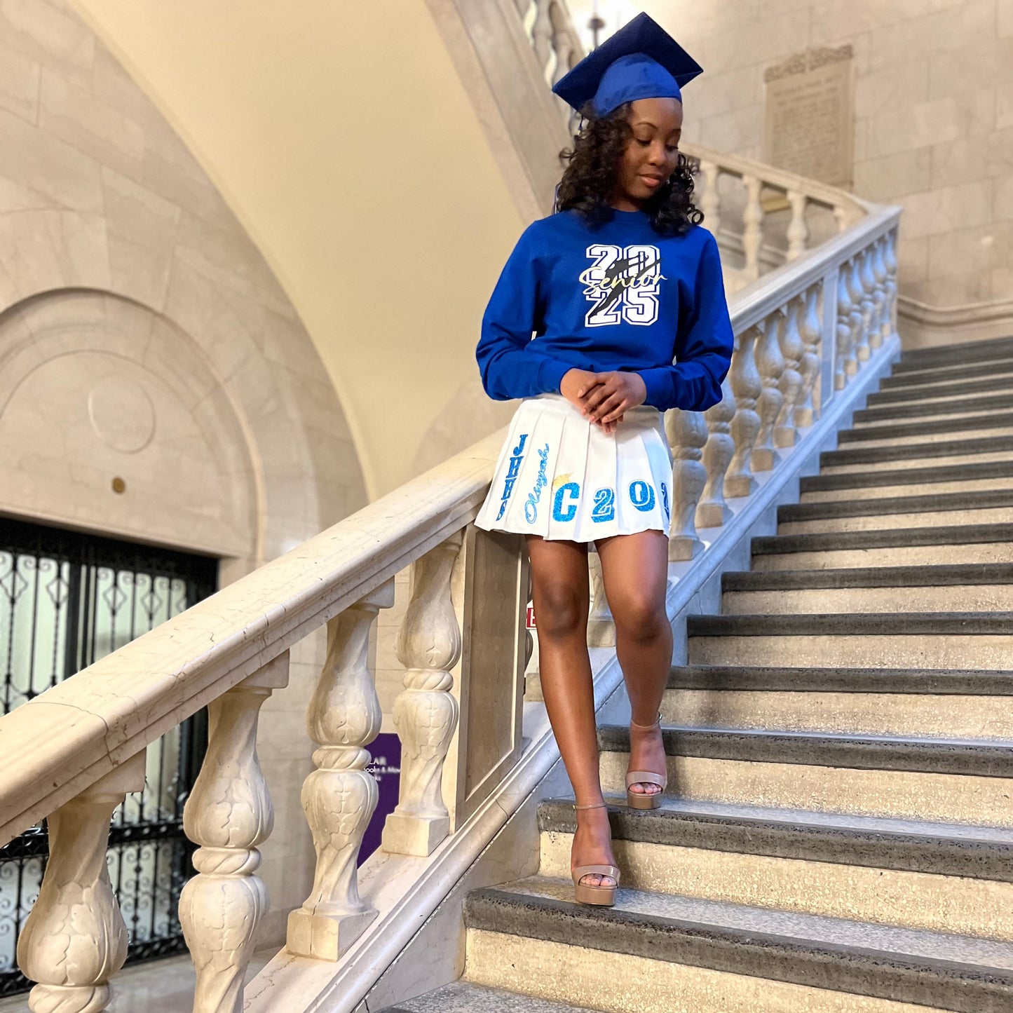 Grad sweatshirt and skirt set
